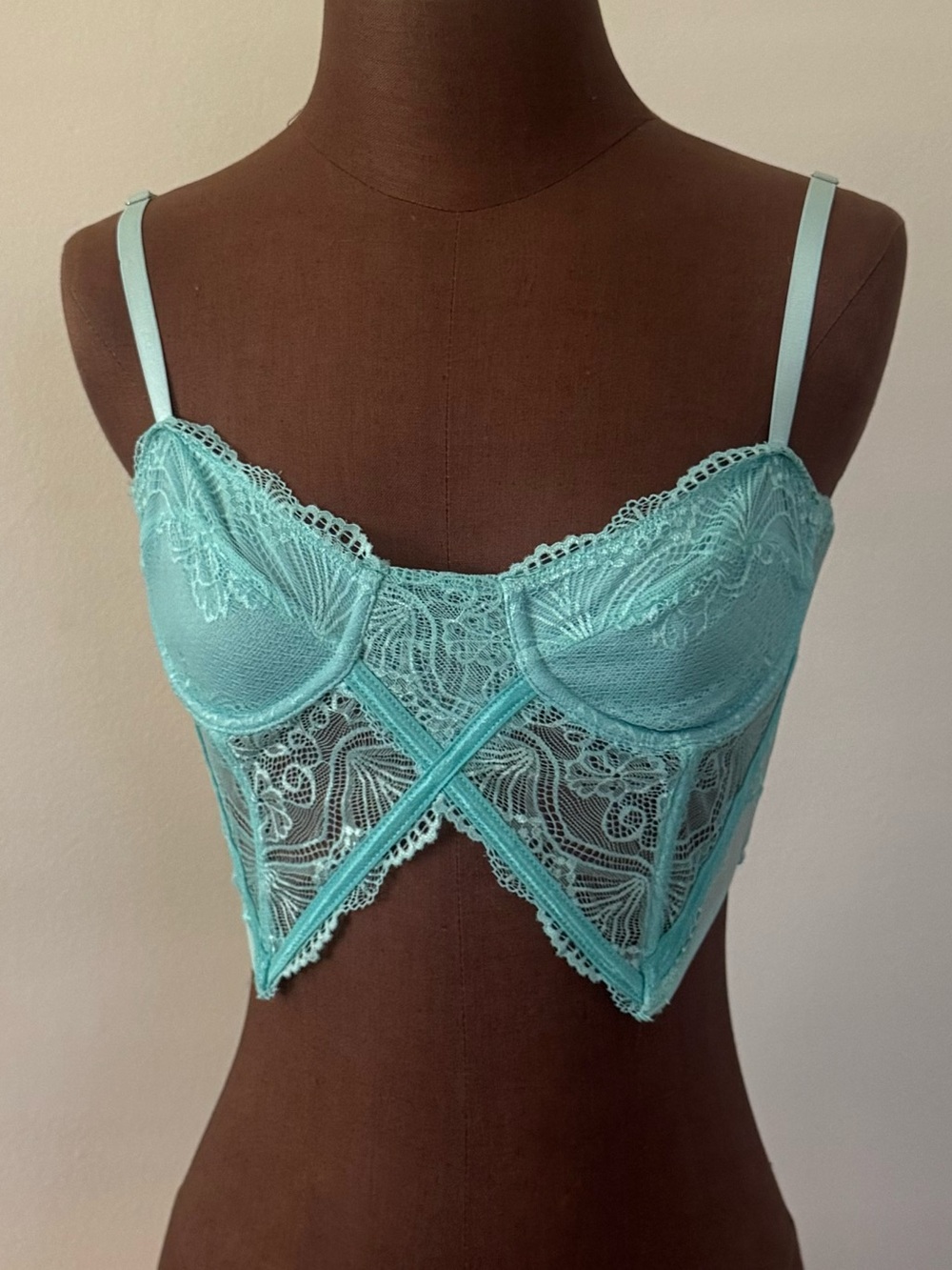 Stella Laguna Beach Aqua Lace Corset Top